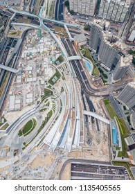 Aerial View Of Hong Kong City. Kowloon Area - Construction For High Speed Rail Station
