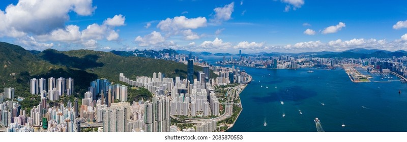 Aerial View Of Hong Kong City