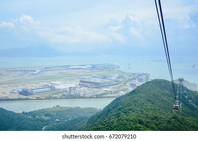 Aerial View Of Hong Kong International Airport From Ngong Ping 360 Cable Cars