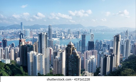 Aerial View of Hong Kong from the Peak - Shutterstock ID 419161228