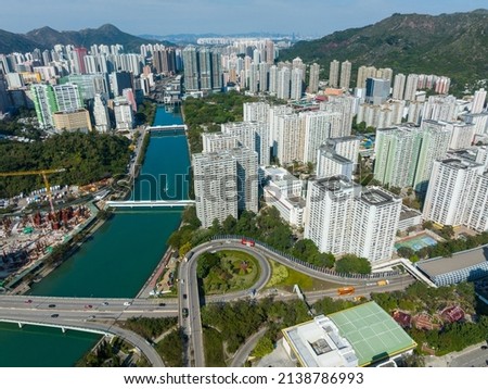 Aerial view of Hong Kong residential district in new territories west