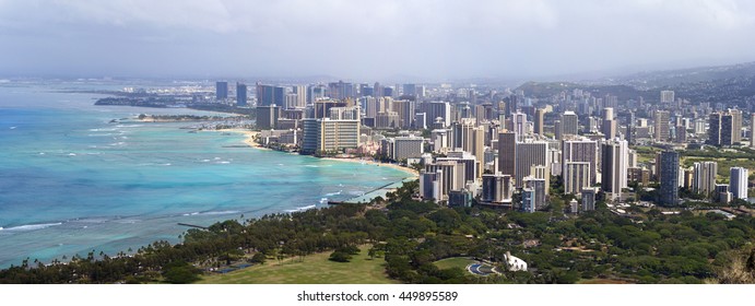 Aerial view of Honolulu city, Oahu - Shutterstock ID 449895589