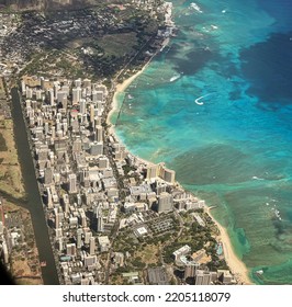 Aerial View Of Honolulu When Landing At Airport