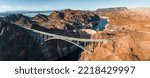 Aerial view of the Hoover Dam in United States. Hydroelectric power station on the border of Arizona and Nevada.
