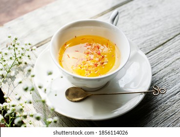 Aerial View Of A Hot Safflower Tea