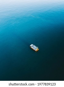 Aerial View Of A Houseboat On The Burrum River In Queensland, Australia