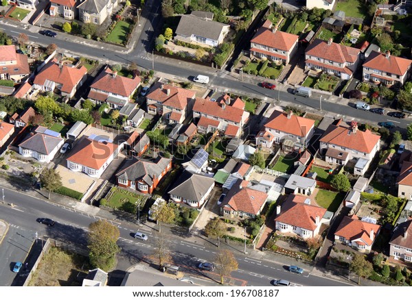 Aerial View Houses On Uk Housing Stock Photo (Edit Now) 196708187