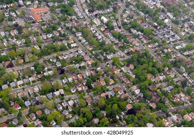 Aerial View Of Houses In Suburban Setting