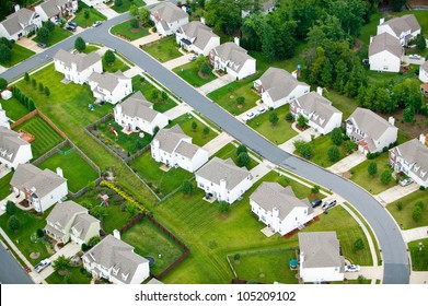 Aerial View Of Housing Development In Charlotte, North Carolina