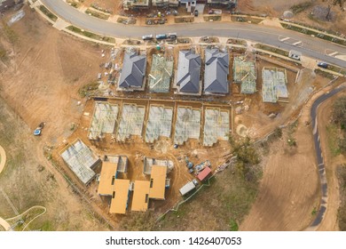 Aerial View Of Housing Development And Construction In A Newly Established Suburb In The Area Of Ginninderry In Canberra, Australia    