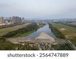 Aerial view of Hsinchu by Touqian River in northern Taiwan