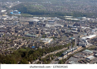 Aerial View Of Huddersfield Town Centre, West Yorkshire, UK