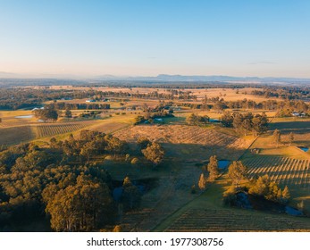 Aerial view of Hunter Valley area under the blue sky. - Shutterstock ID 1977308756