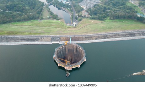 Aerial View Of The Hydroelectric Turbine Chute At The Jatiluhur Dam In West Java Indonesia 