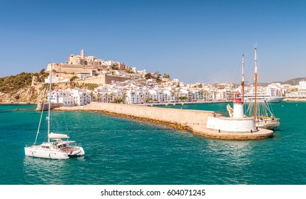 Aerial View Of Ibiza City Port, Spain.