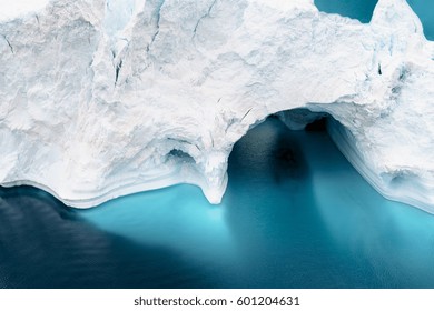 aerial view the icebergs arctic ocean at Greenland  Glaciers are melting at north circle the world  Climate change to close future 