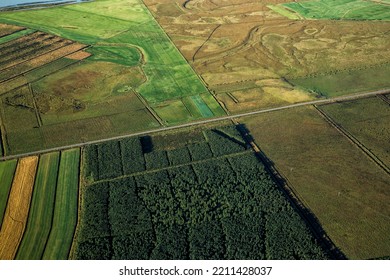 Aerial View Of Icelandic Agricultural Organic Farming Crops In The Green Countryside Mineral Rich Volcanic Soil Northern Hemisphere Travel Tourism Europe