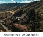 Aerial view of the iconic Red Rocks Amphitheater in Colorado, USA