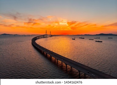 Aerial View Of Incheon Bridge At Sea Inson In South Korea