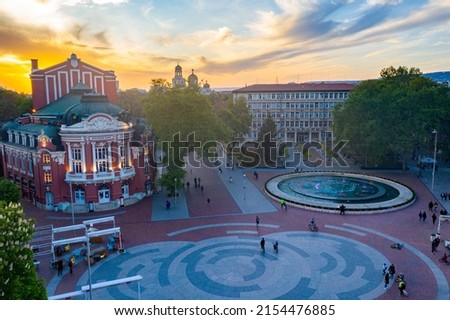 Aerial view of the Independence square in Varna, Bulgaria
