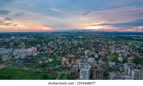 Aerial View Of Indian City During Twilight