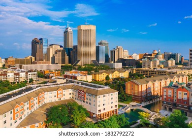 Aerial view of Indianapolis skyline Indiana US