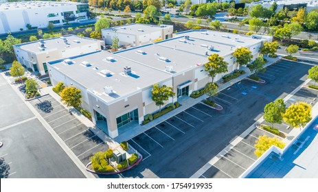 Aerial View Of Industrial Commerce Office Buildings.
