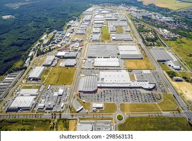 Aerial View To Industrial Zone And Technology Park On Bory Suburb Of Pilsen City In Czech Republic, Europe.