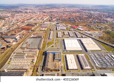 Aerial View To Industrial Zone And Technology Park On Karlov Suburb Of Pilsen City In Czech Republic, Europe.