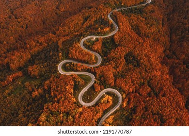 aerial view of inegol domanic road with beautiful autumn colors of nature - Shutterstock ID 2191770787