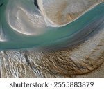 Aerial view of an inlet and streams of the Wadden Sea, Terschelling, The Netherlands