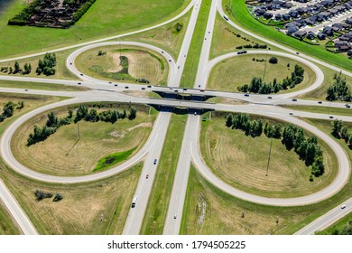 Aerial View Of The Interchange At Circle Drive & Highway 16 In Saskatoon Looking South.  August 20, 2016