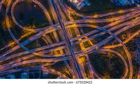 Aerial view interchange of city, Expressway, Motorway, Highway is an important infrastructure in the city.