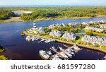 Aerial view of intercoastal marina in South Carolina.