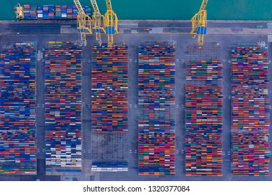 Aerial View Intermodal Shipping Container Port Stock Photo 1320377084 ...