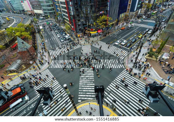 Aerial View Intersection Ginza Tokyo Japan Stock Photo (Edit Now ...