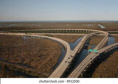 Aerial view of interstate 10 junction near New orleans