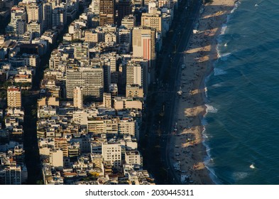 Aerial View of Ipanema and Leblon Beach from the Mountain in Rio de Janeiro, Brazil