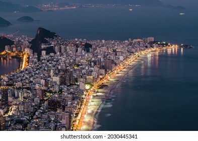 Aerial View of Ipanema and Leblon Beach from the Mountain in Rio de Janeiro, Brazil