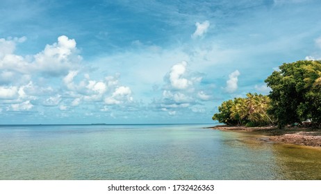 Aerial View Of The Island Of Tuvalu Located In The Pacific Ocean.