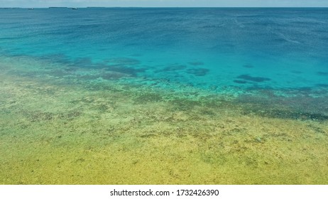 Aerial View Of The Island Of Tuvalu Located In The Pacific Ocean.