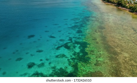 Aerial View Of The Island Of Tuvalu Located In The Pacific Ocean.