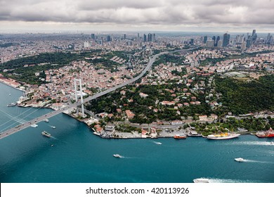 Aerial View Of Istanbul. Bosphorus Bridge