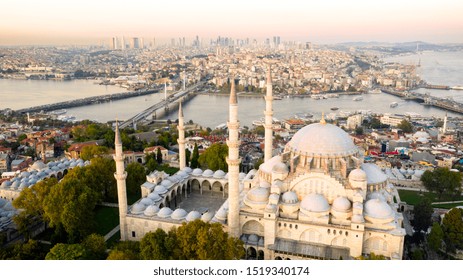 Aerial View Of Istanbul At Sunset