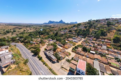 Aerial view of Itamaraju in the south of Baiha. Small town in the interior of northeastern Brazil. Mount neck to bottom.