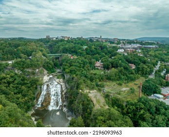 Aerial View Of Ithaca Flls Near The Finger Lakes And Cornell University