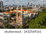 Aerial view of Jakarta Cathedral. It is located in Central Jakarta near Merdeka Square