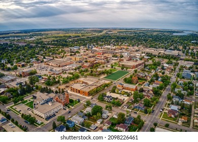 Aerial View of Jamestown, North Dakota along Interstate 94 - Shutterstock ID 2098226461