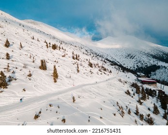 aerial view of jasna ski resort slop and free ride zone copy space sunny day - Shutterstock ID 2216751431