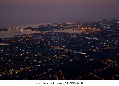 Aerial View Of Jeddah, Saudi Arabia, During Night